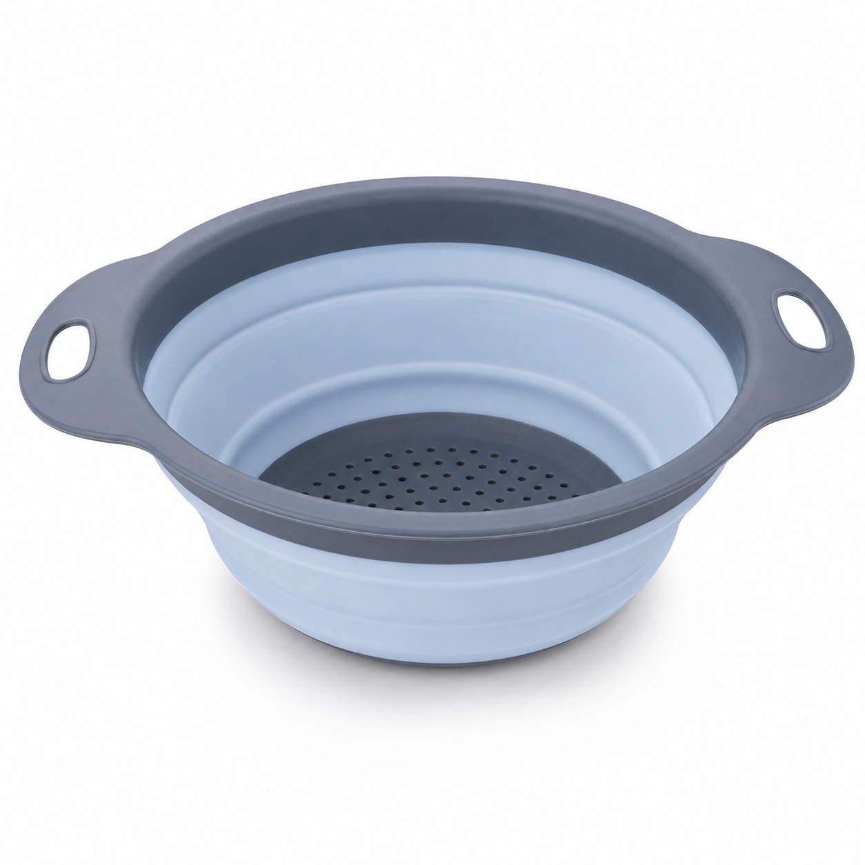 Passoire pliable en silicone gris bleuté avec poignées 24 cm