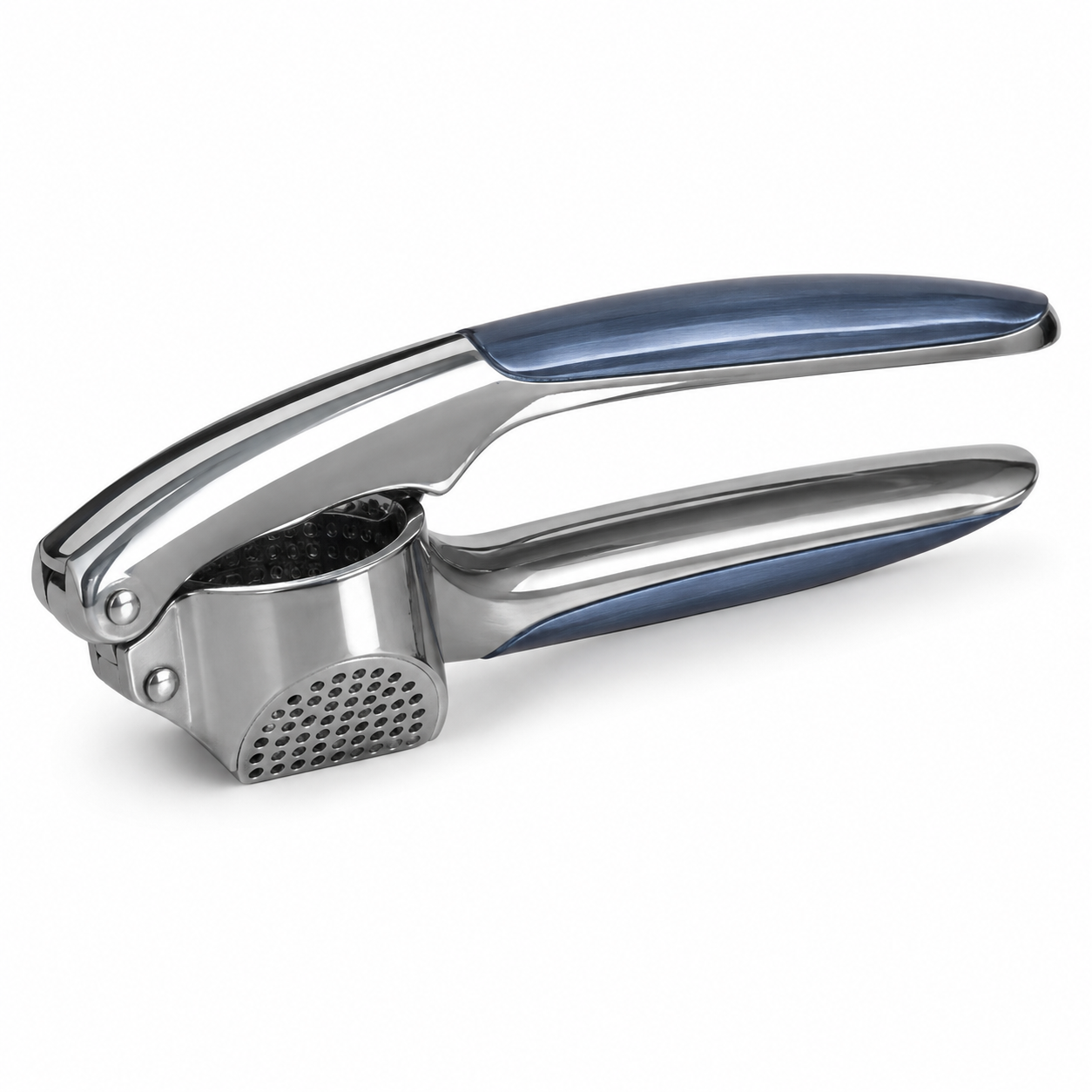 Presse-ail compact en acier inoxydable bleu acier 17 cm