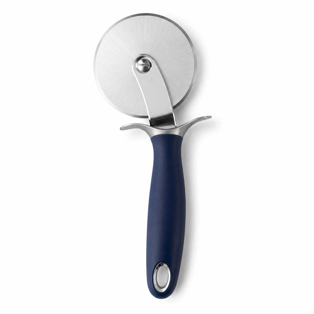 Coupe-pizza manuel en inox avec poignée bleu nuit 21 cm