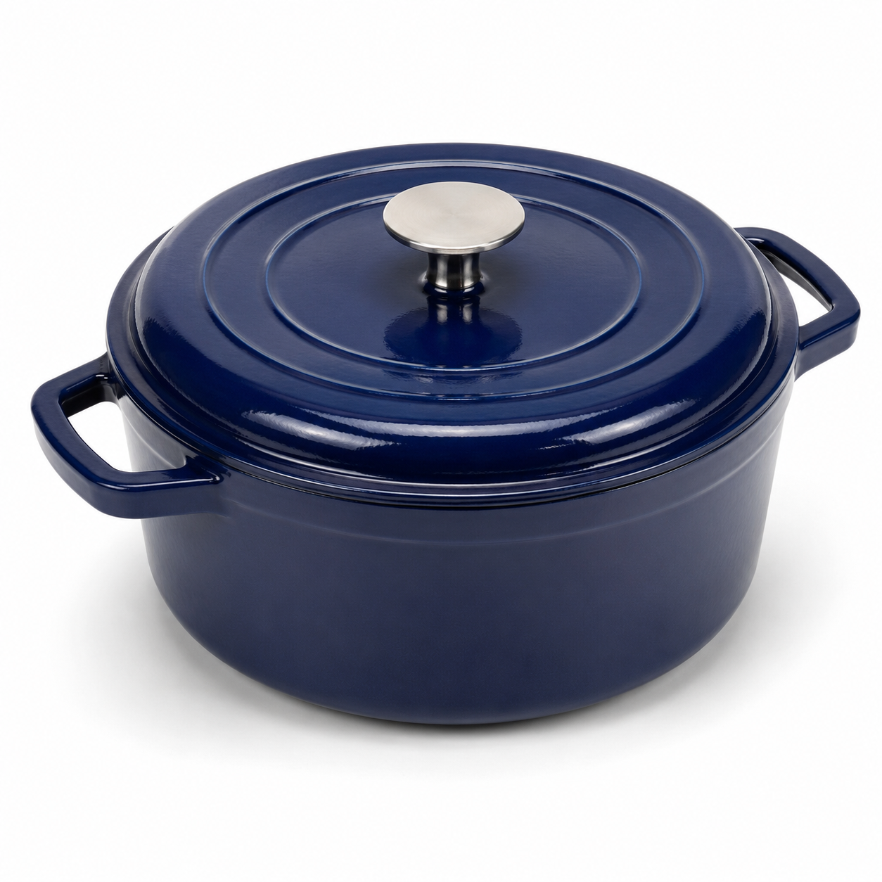 Cocotte en fonte émaillée bleu profond 24 cm capacité 4 L