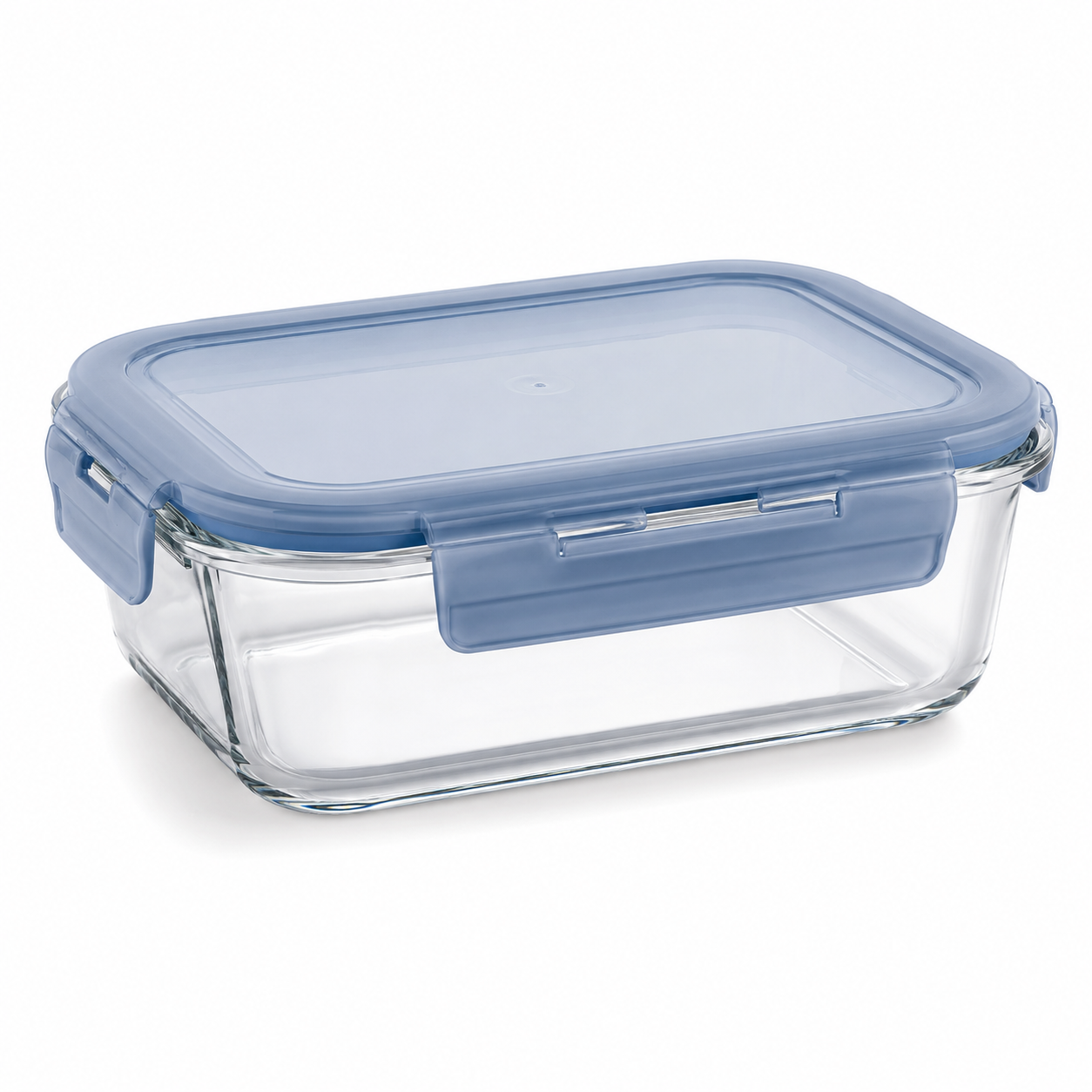 Boîte de conservation en verre avec couvercle bleu glacier 1 L