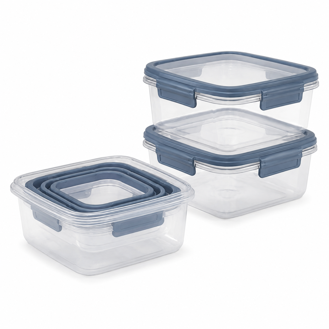 Lot de 3 boîtes hermétiques gris bleuté capacité 80 cl chacune