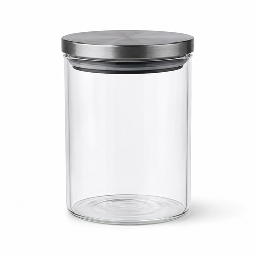 Bocal alimentaire en verre avec couvercle gris ardoise 1 L