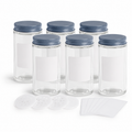 Lot de 6 pots à épices en verre avec couvercles bleu acier 12 cl