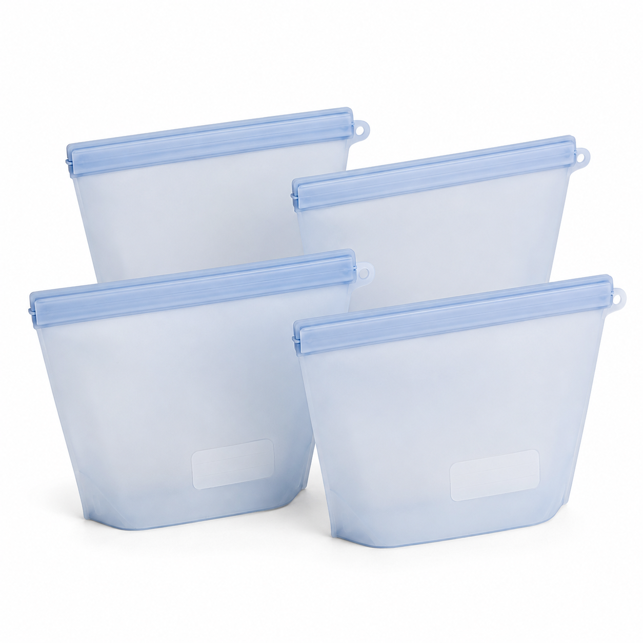 Lot de 4 sacs sandwich réutilisables en silicone bleu glacier