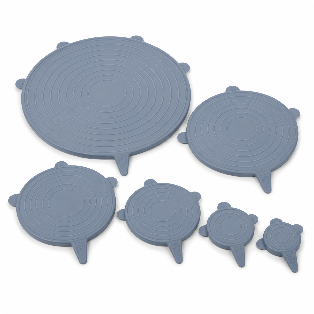 Lot de 6 couvercles extensibles en silicone gris bleuté