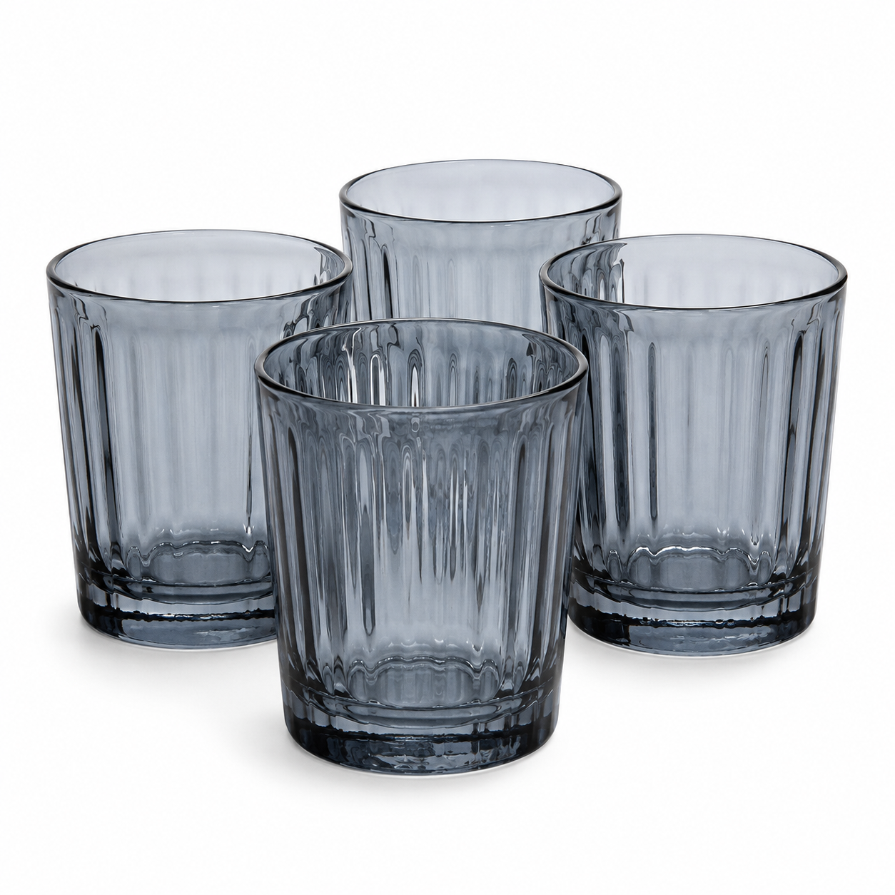 Lot de 4 gobelets en verre fumé gris bleuté 35 cl
