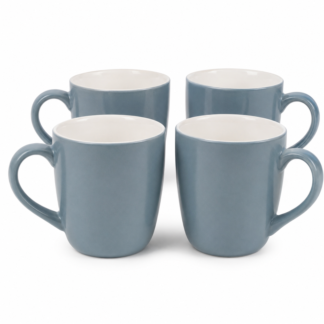 Lot de 4 mugs en céramique bleu brume 32 cl