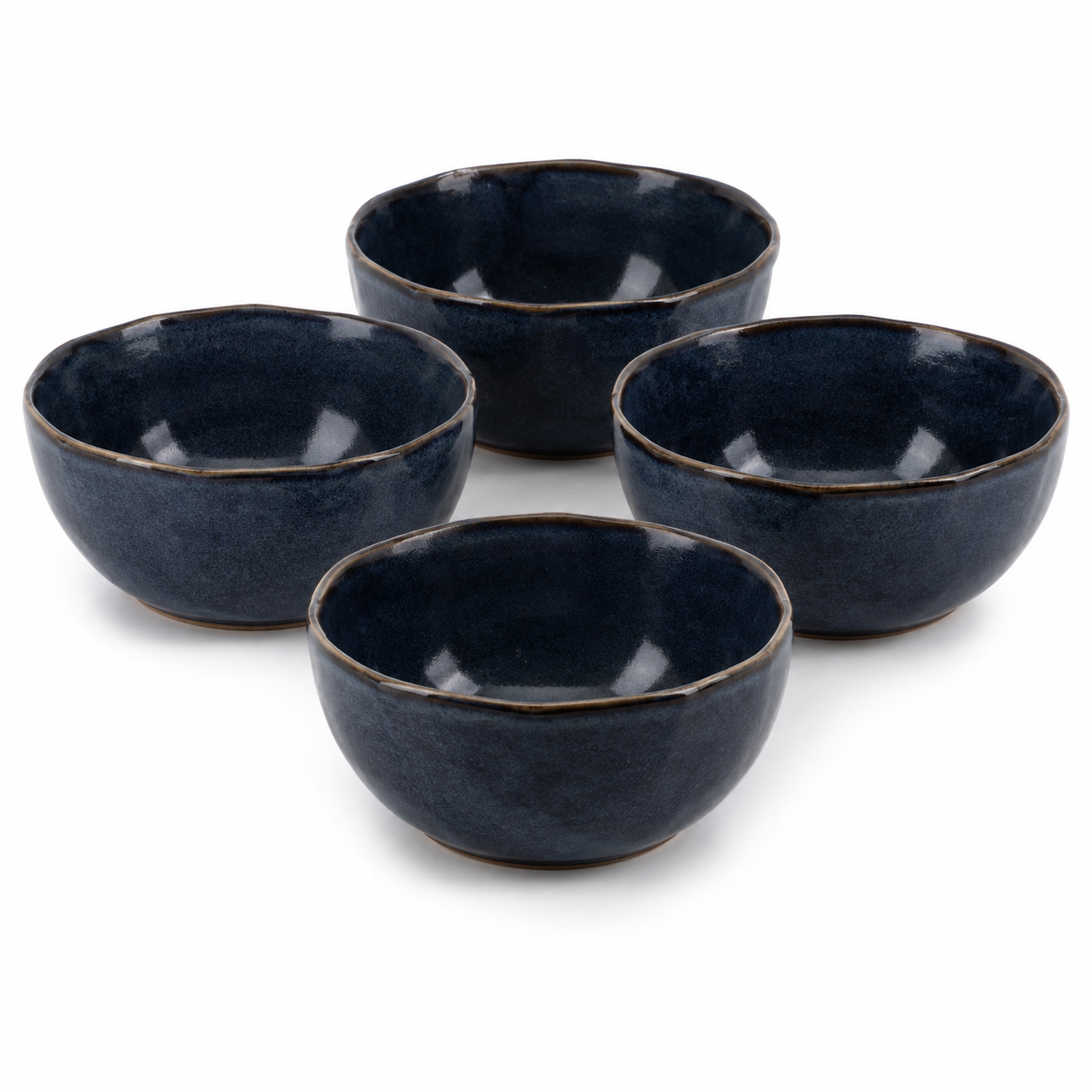 Service de 4 bols en grès bleu nuit diamètre 16 cm