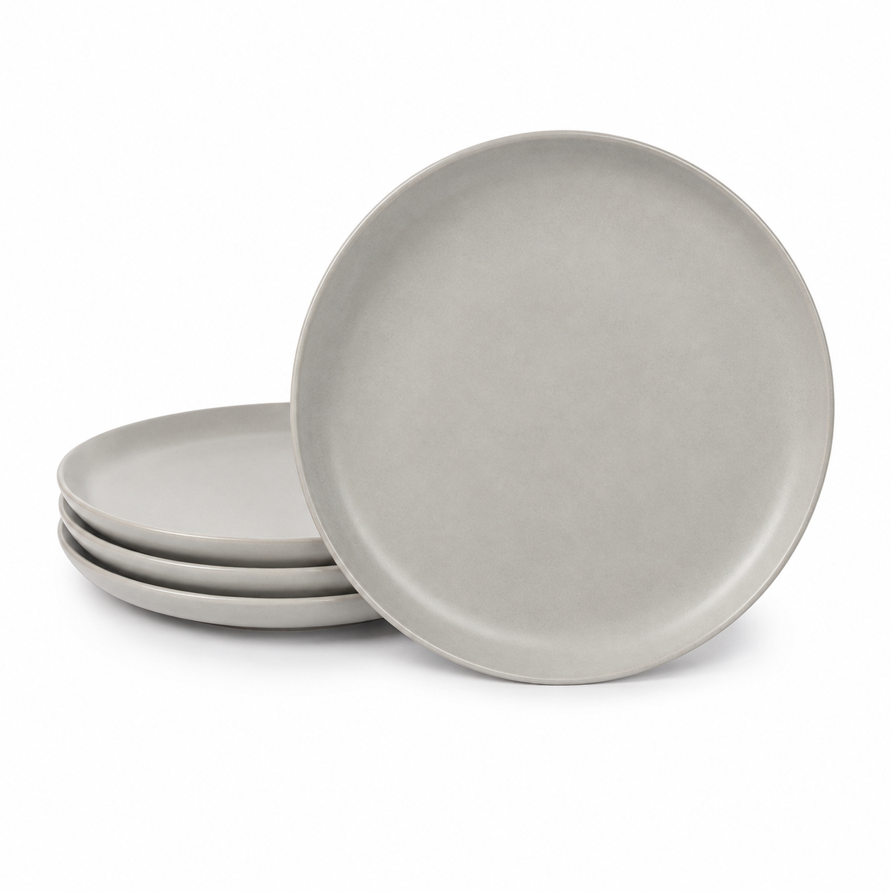 Service de 4 assiettes dessert en porcelaine gris perle 20 cm