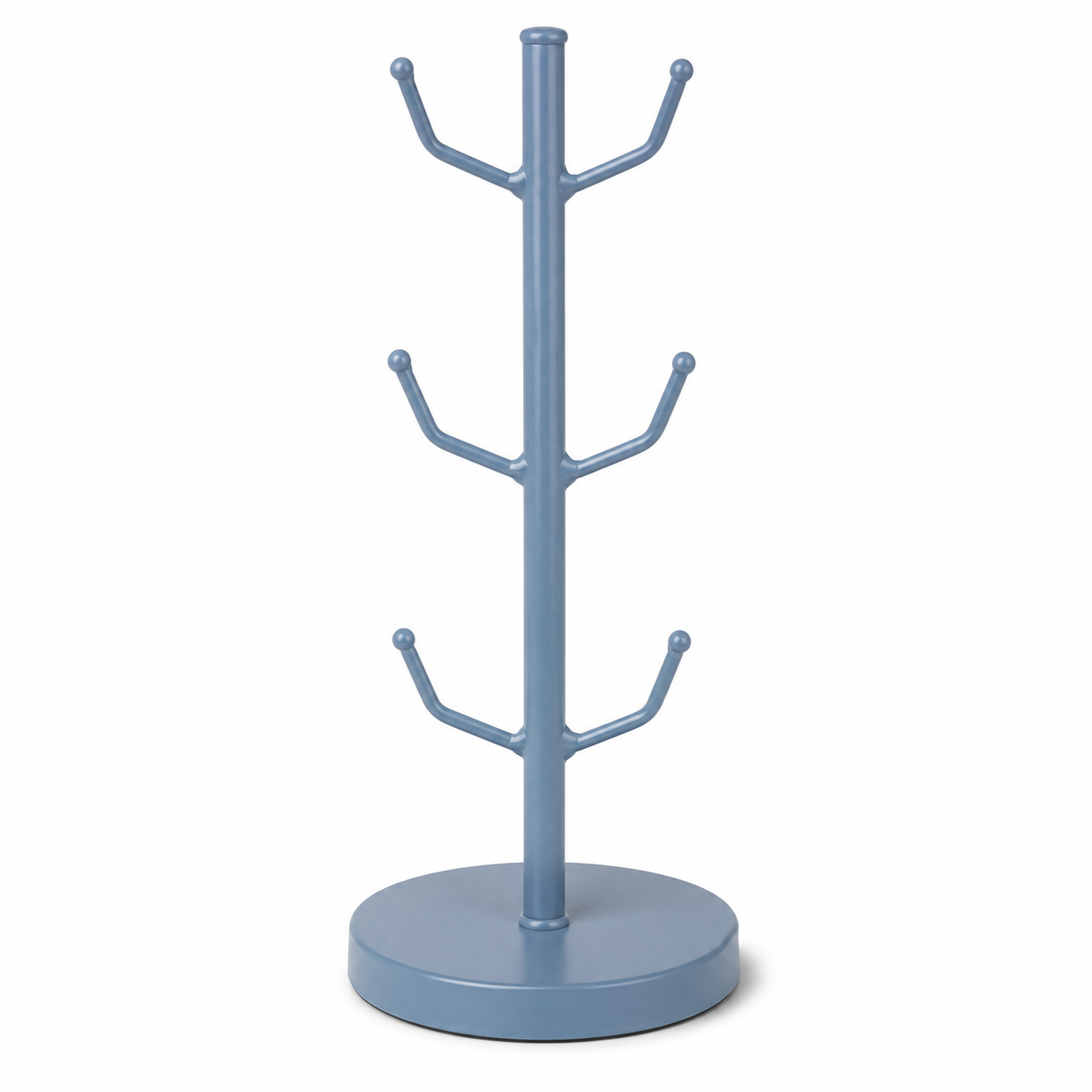 Porte-tasses de comptoir en acier bleu brume hauteur 36 cm
