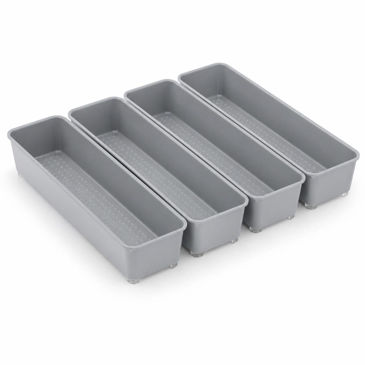 Lot de 4 boîtes organiseur de tiroir gris froid 25 x 10 x 5 cm
